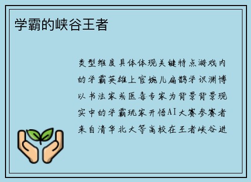 学霸的峡谷王者